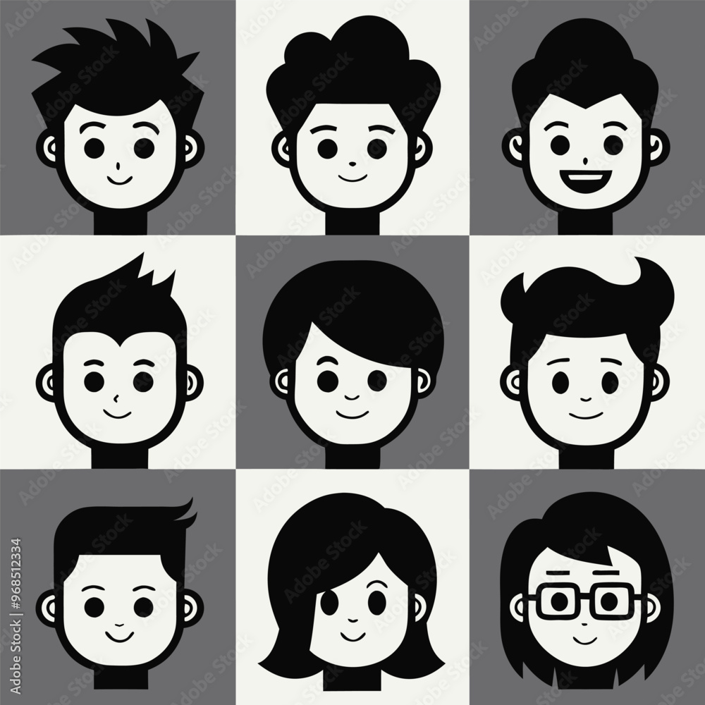 Cute avatar icon set vector. cartoon style. Cute avatar icon set vector. cartoon style.