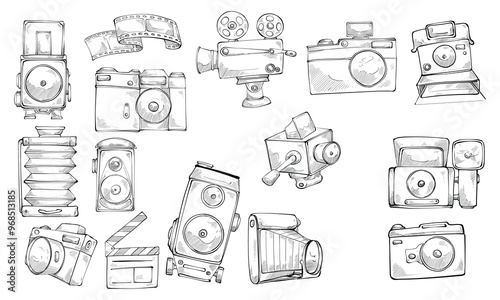 old camera handdrawn collection