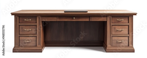 Elegant wooden desk with drawers, ideal for home office or workspace. Crafted for functionality and style.