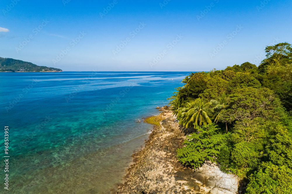 Top view Sea Shore at Phuket Thailand beautiful seacoast in open sea summer season background Top view Sea Shore at Phuket Thailand beautiful seacoast in open sea summer season background