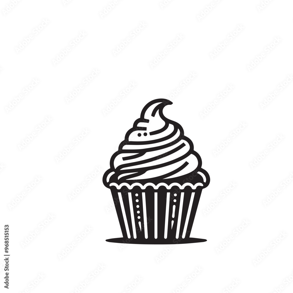 Cupcake silhouette. Delicious cupcake vector illustration black and white. Cupcake logo. Cupcake silhouette. Delicious cupcake vector illustration black and white. Cupcake logo.
