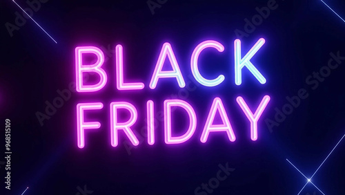 Neon Black Friday Sale Sign with Glowing Effect