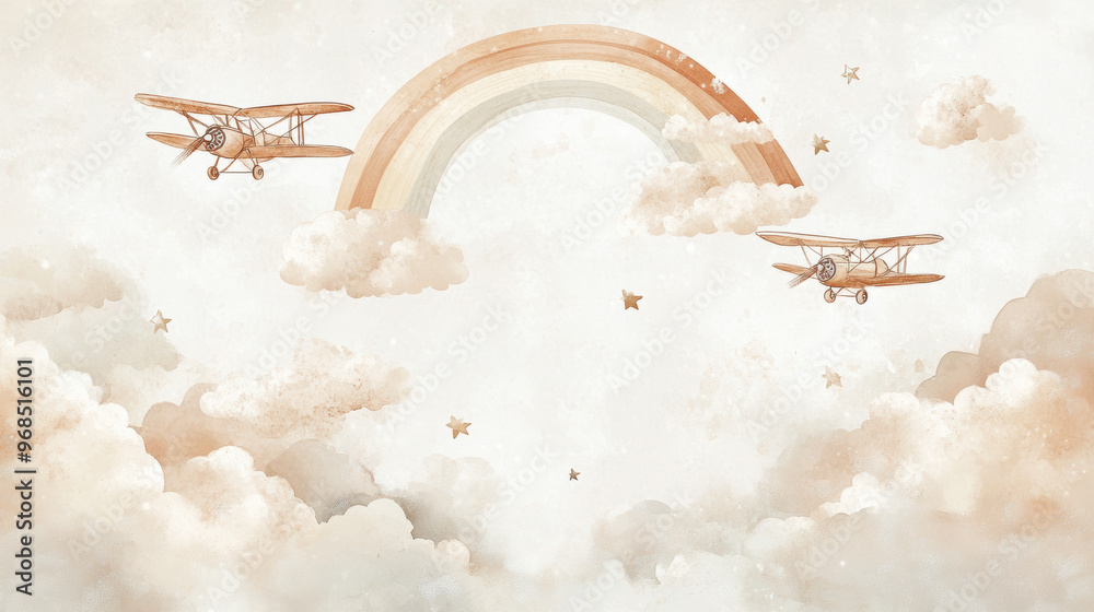 custom made wallpaper toronto digitalRainbow Clouds & Planes.