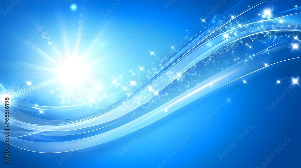 Abstract Blue Background with White Glowing Lines and Stars Abstract Blue Background with White Glowing Lines and Stars