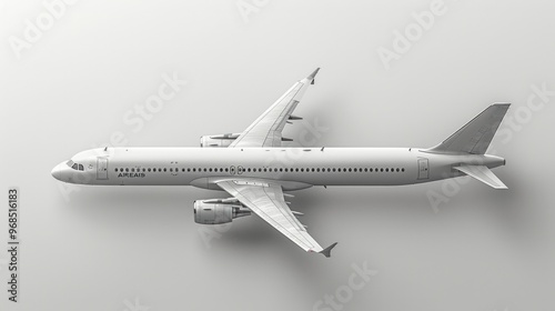 White passenger airplane isolated on white background.