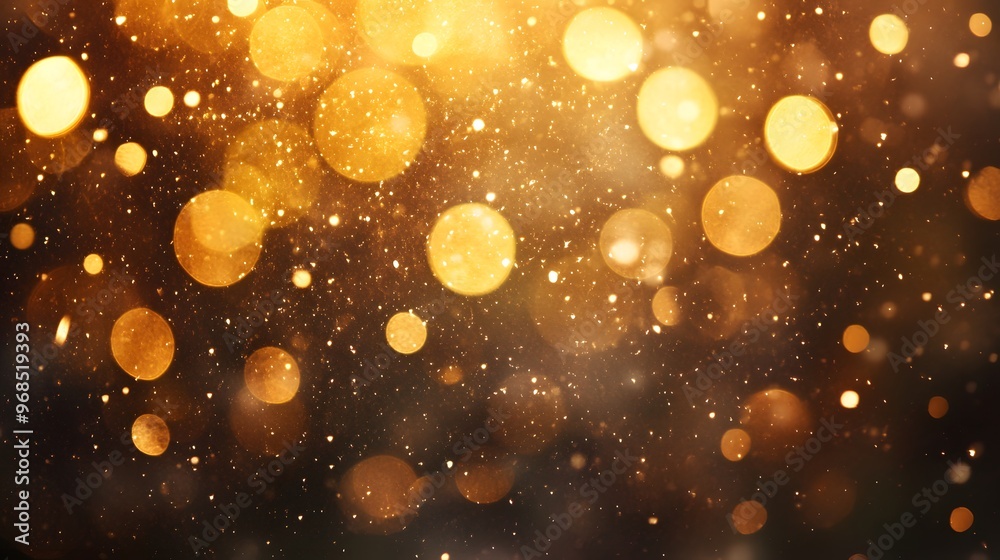 Golden Bokeh Lights And Sparkle Background