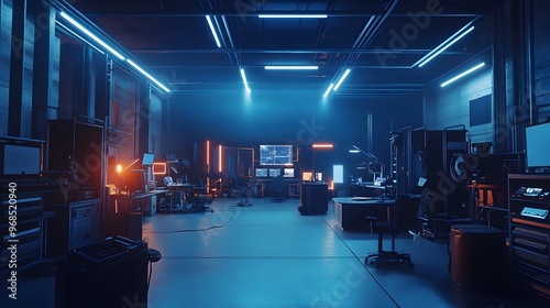 Futuristic Light Technology Control Room