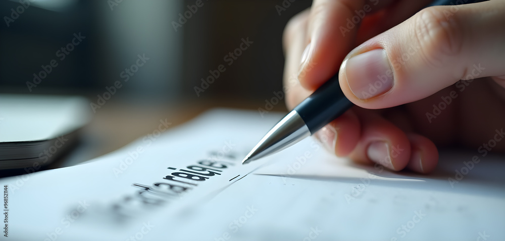 Close-Up of Hand Writing Business Plan with Pen Close-Up of Hand Writing Business Plan with Pen