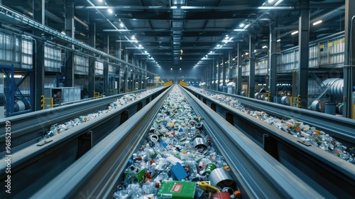 High tech robotic recycling sorting facility with AI powered systems