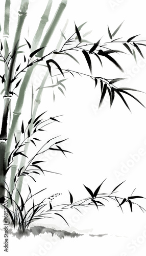 Bamboo Branches in Black and White