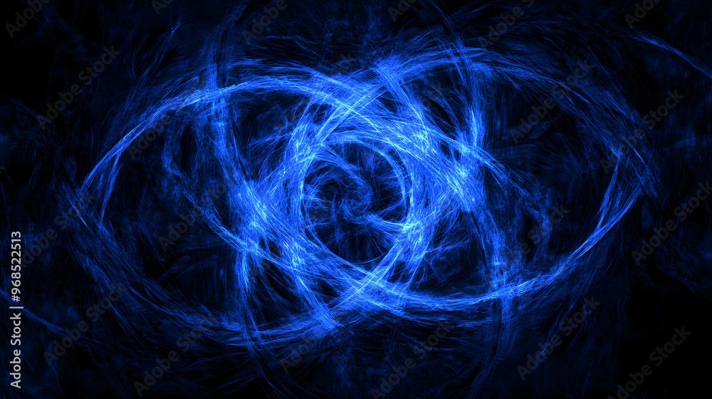 Fototapeta premium Abstract Blue Light Swirls on Black Background