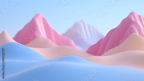 Abstract Pastel Mountains Landscape   3D Render