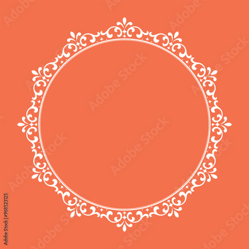 Decorative frame Elegant vector element for design in Eastern style, place for text. Floral pink and white border. Lace illustration for invitations and greeting cards