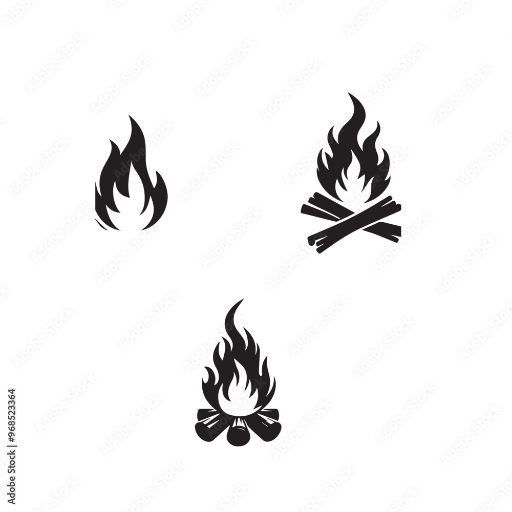 Fire flame silhouette. Fire flame vector design isolated on white background. Fire flame icon, logo. Fire flame silhouette. Fire flame vector design isolated on white background. Fire flame icon, logo.