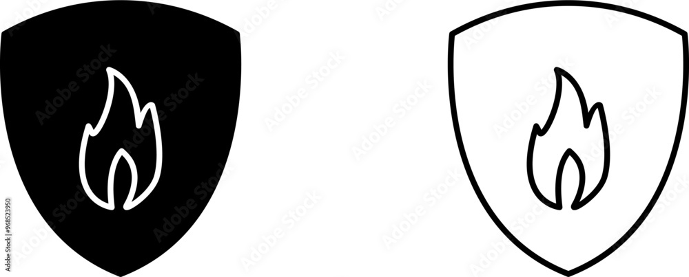 Unique Fire Shield Vector Icon Unique Fire Shield Vector Icon