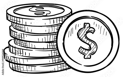 coin handdrawn illustration