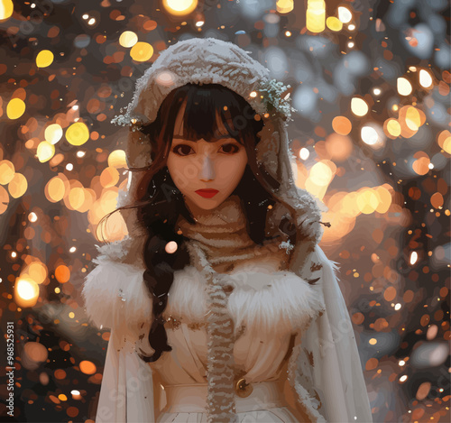 Fantasy-themed character in a snowy forest setting