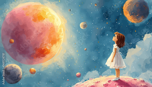 Galactic Dreamer: A Little Girl's Cosmic Adventure