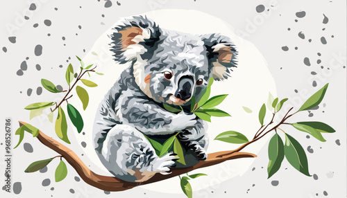 Gentle Koala Hugging Tree Branch