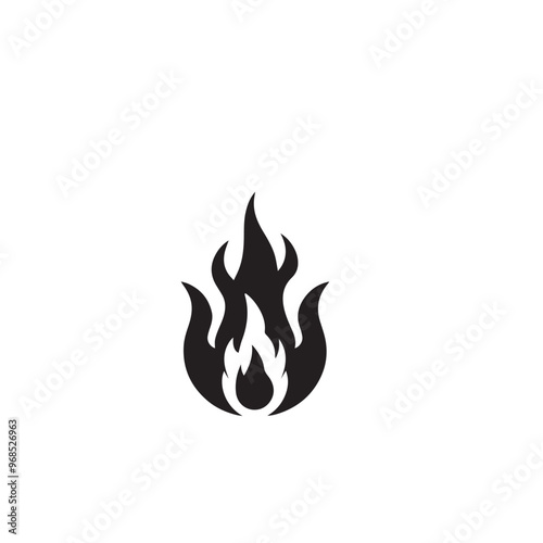 Fire flame silhouette. Fire flame vector design isolated on white background. Fire flame icon, logo.