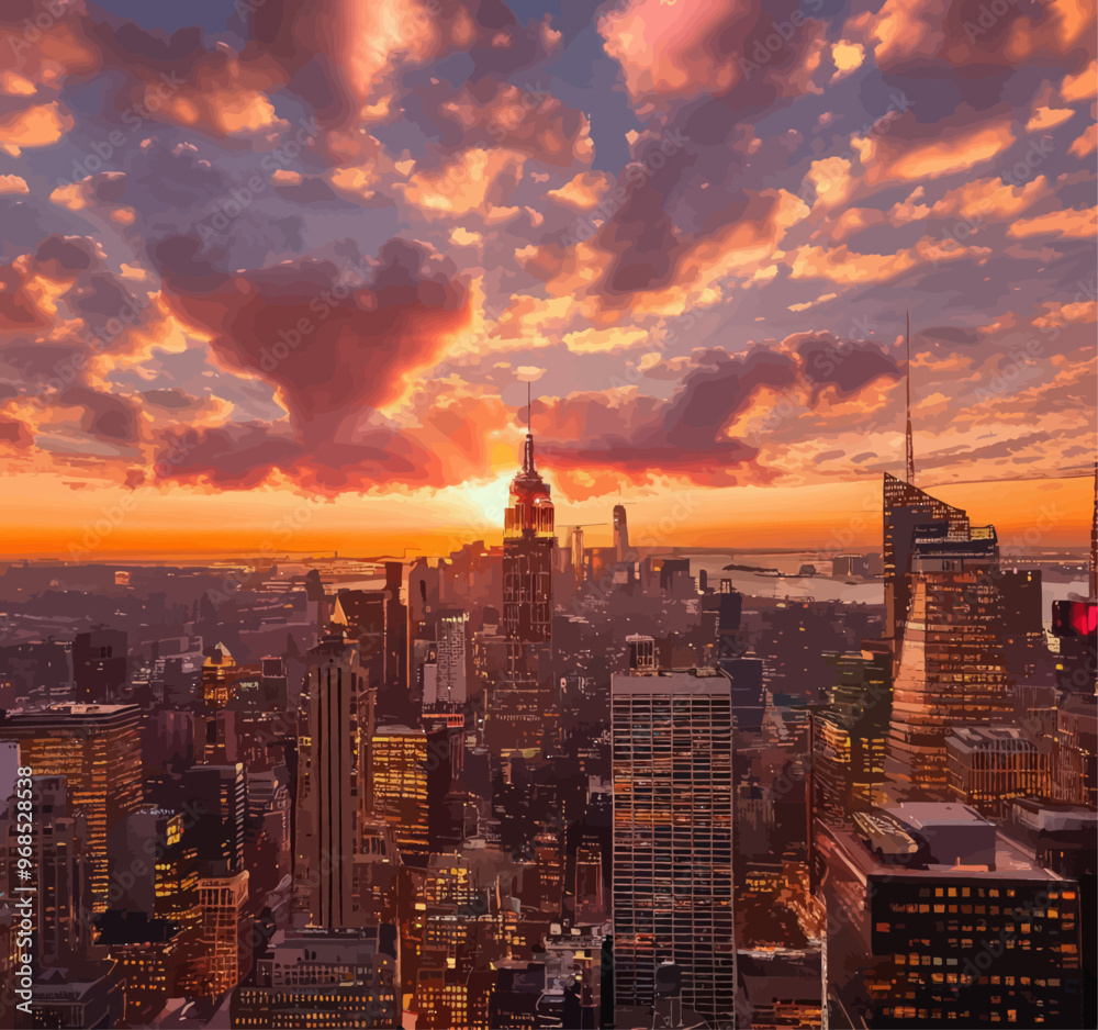 Fototapeta premium New York City Skyline at Sunset