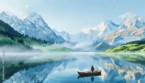Peaceful solitude on a serene lake