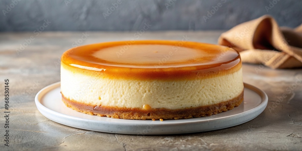 dairy, homemade dessert, baked, round, homemade, gourmet, temptation, sweet, caramel, syrup, Round cheesecake with a smooth creamy texture topped with a drizzle of rich caramel syrup dairy, homemade dessert, baked, round, homemade, gourmet, temptation, sweet, caramel, syrup, Round cheesecake with a smooth creamy texture topped with a drizzle of rich caramel syrup