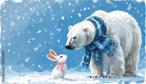 Polar Bear and Bunny Encounter