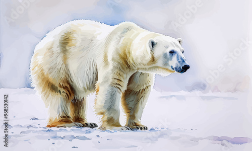 Polar Bear in Snowy Landscape