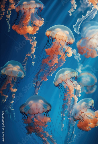 Underwater Jellyfish Swarm: A Vibrant Display of Nature's Beauty