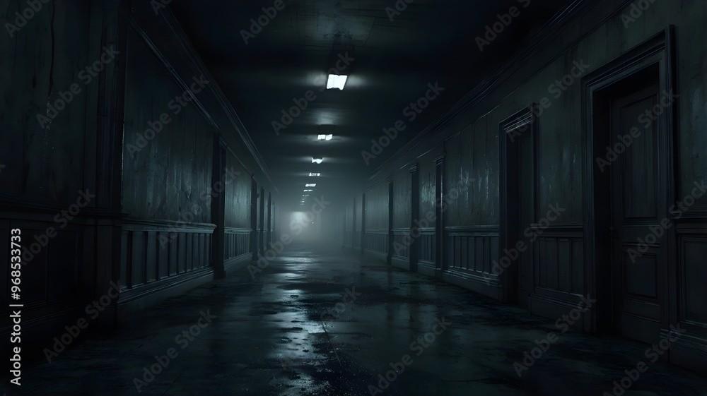 dark alley background with fog and scary light. generative ai dark alley background with fog and scary light. generative ai