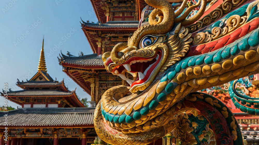 Fototapeta premium thai temple with serpent