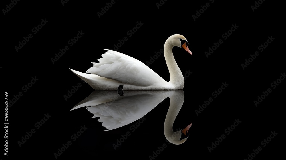 Fototapeta premium Swan isolated on a dark background