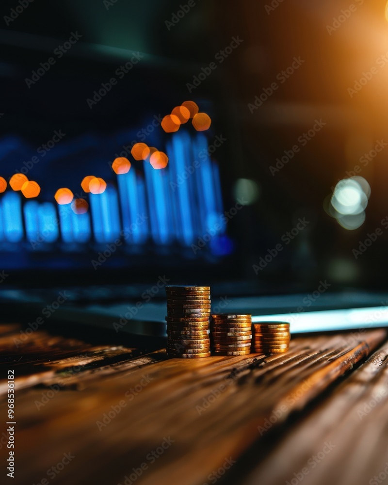 Stacks of coins on a wooden surface with a glowing background, symbolizing financial growth and investment potential. Stacks of coins on a wooden surface with a glowing background, symbolizing financial growth and investment potential.