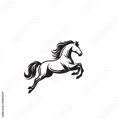 Horse silhouette. Running horse silhouette. Jumping horse vector design on white background. Horse logo, icon.