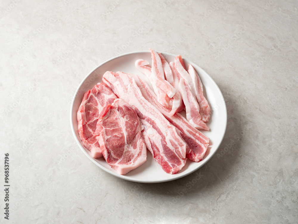 Raw pork from various parts Raw pork from various parts