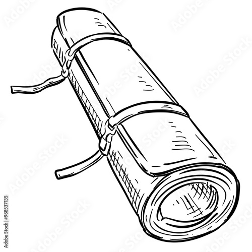 camping roll mat handdrawn illustration