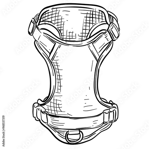 pet harness handdrawn illustration