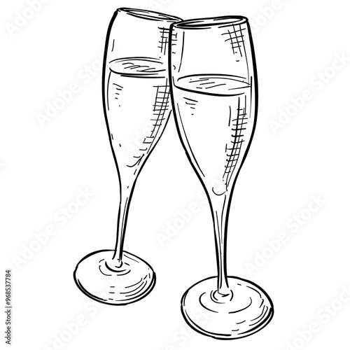 champagne glass handdrawn illustration