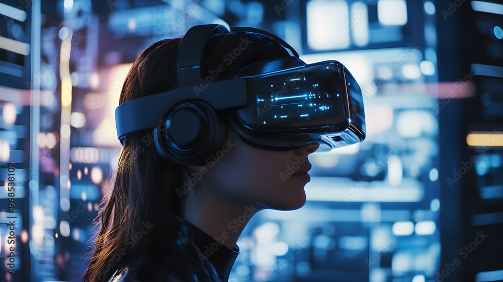 Woman playing in VR Headset Woman playing in VR Headset