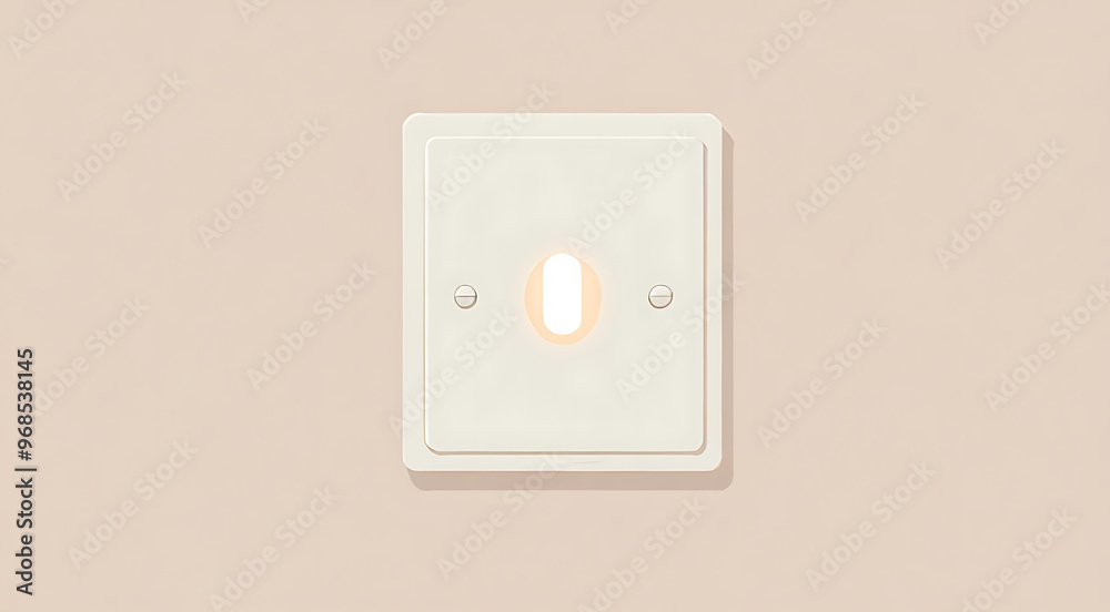 A minimal illustration of a light switch in the 'off' position, with a simple glow around the switch. The design symbolizes choice, control, and simplicity A minimal illustration of a light switch in the 'off' position, with a simple glow around the switch. The design symbolizes choice, control, and simplicity