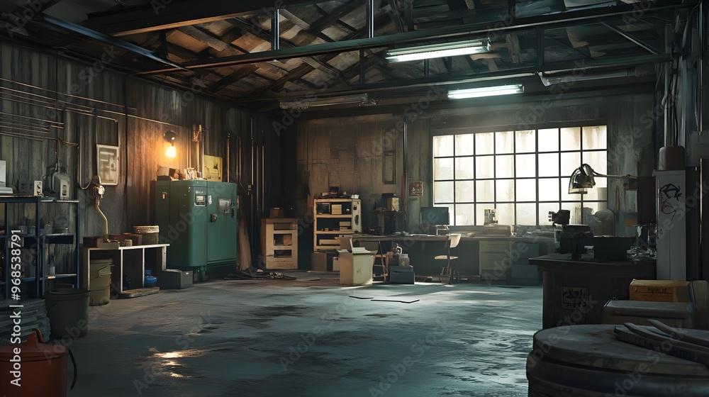 Industrial Workshop Interior empty space center Industrial Workshop Interior empty space center