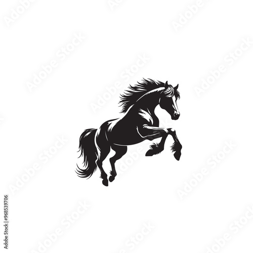 Horse silhouette. Running horse silhouette. Jumping horse vector design on white background. Horse logo, icon.
