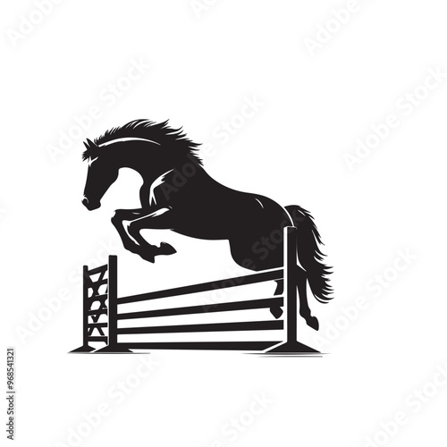 Horse silhouette. Running horse silhouette. Jumping horse vector design on white background. Horse logo, icon.