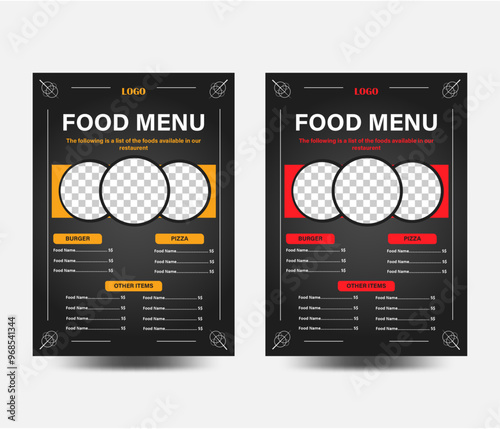 Modern restaurant food menu card design