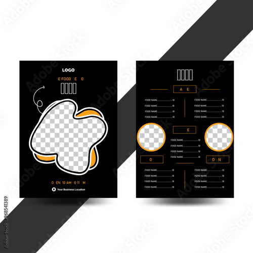 Modern restaurant double sided food menu card design