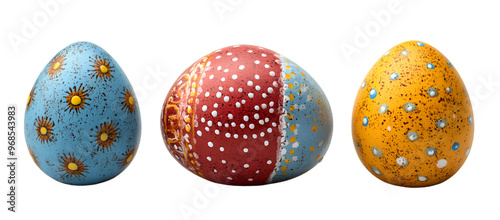 a group of eggs painted with different colors