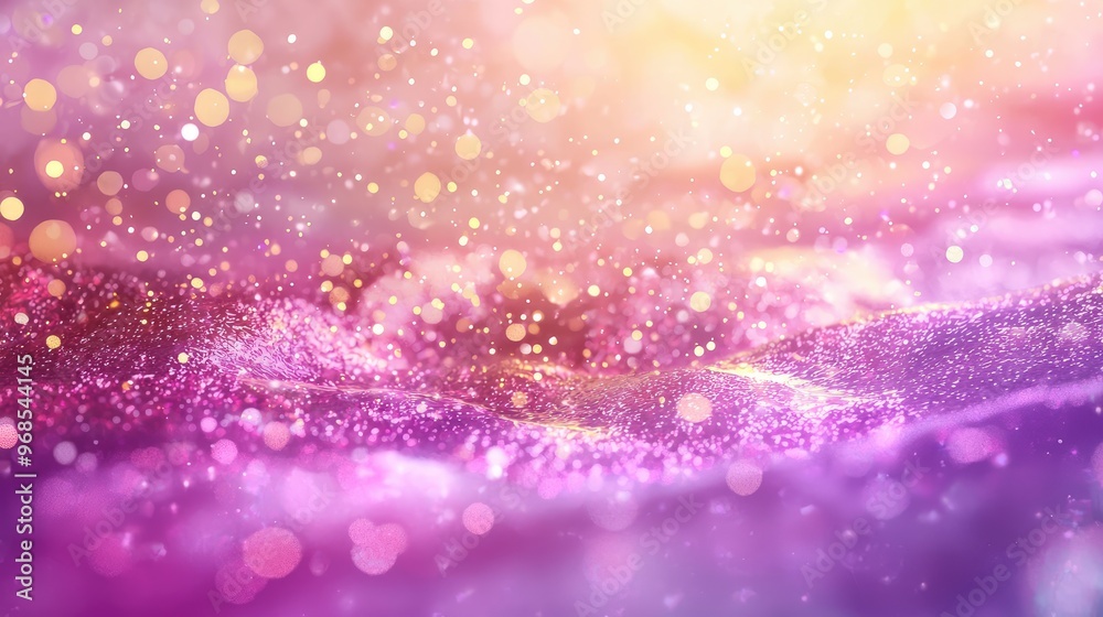 magic water with a golden and purple glowing aura, medieval fantasy, photorealistic, hyper-realistic details, 4k, flowing in the light pink water, texture 