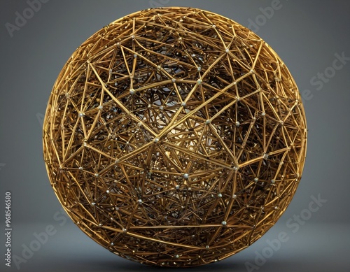 abstract 3d mesh sphere, can be used to represent connectivity and telecommunications, globalization and market or a complex network made of nodes. Ai generated image