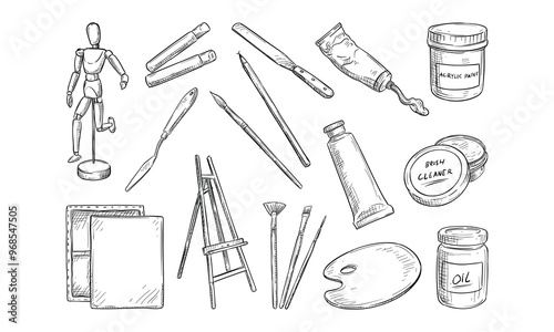 art tools handdrawn collection